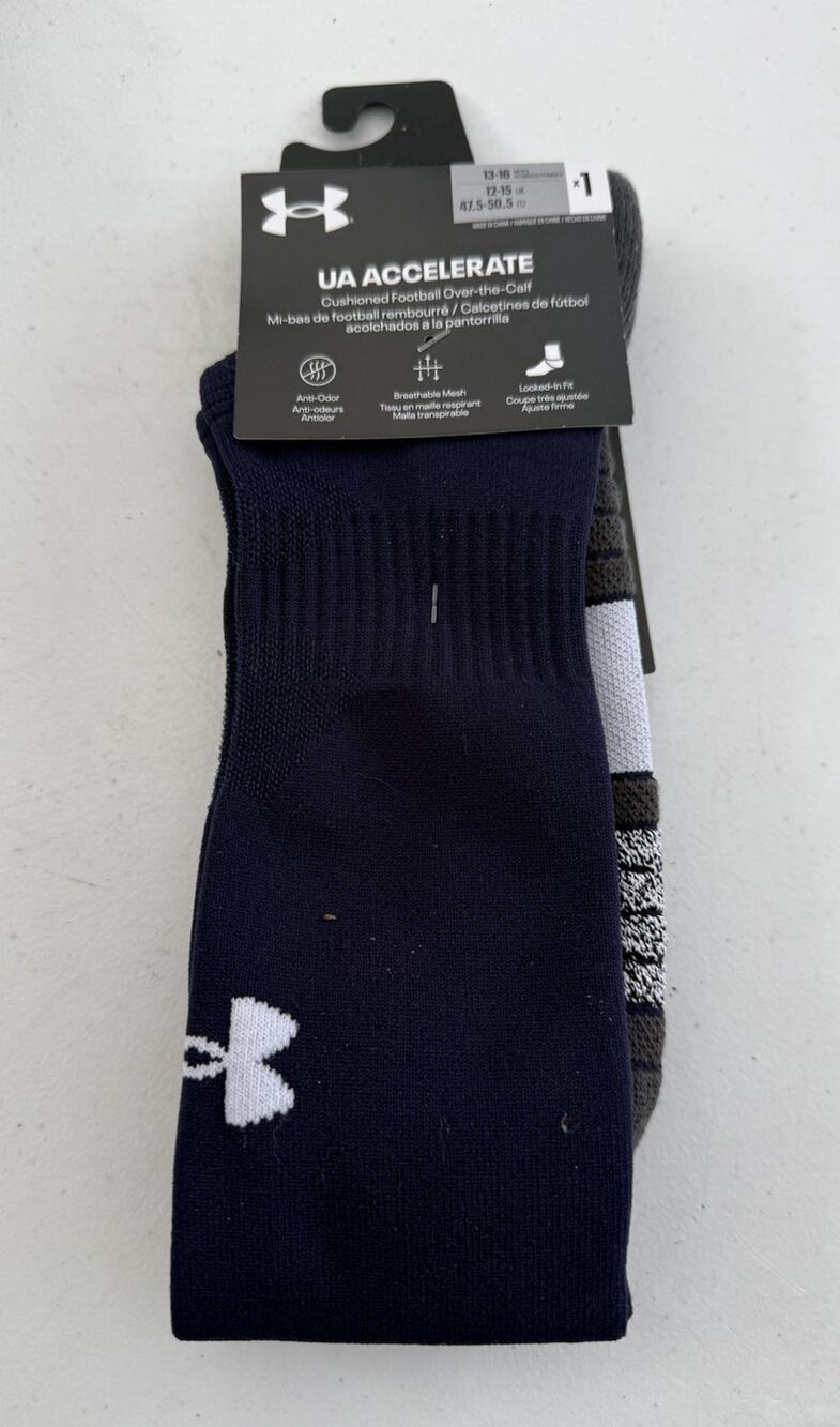 1 Pair Under Armour UA Accelerate Football Over The Calf Navy Blue Mens XL 13-16